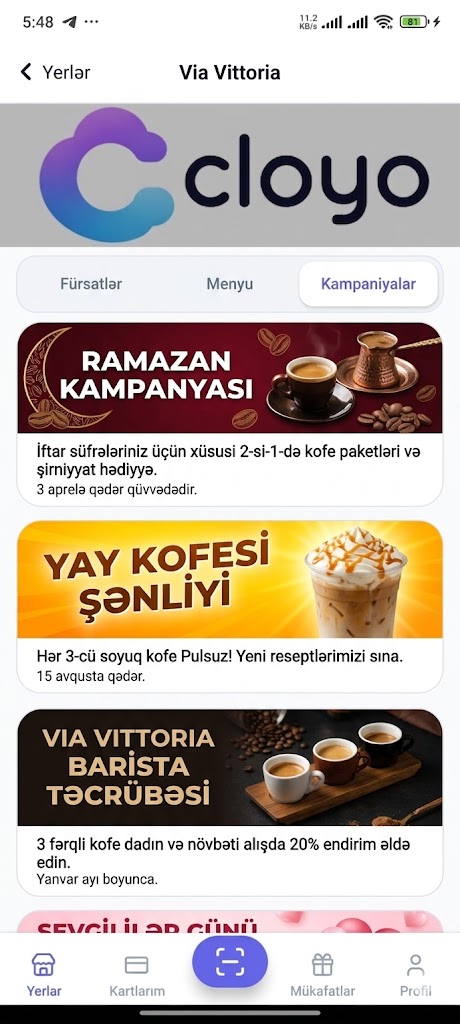 Kampaniyalar ekranı